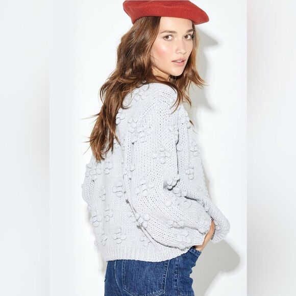 Callahan Knitwear Bisou Puff Sleeve Cardigan in Grey S - Picture 2 of 15